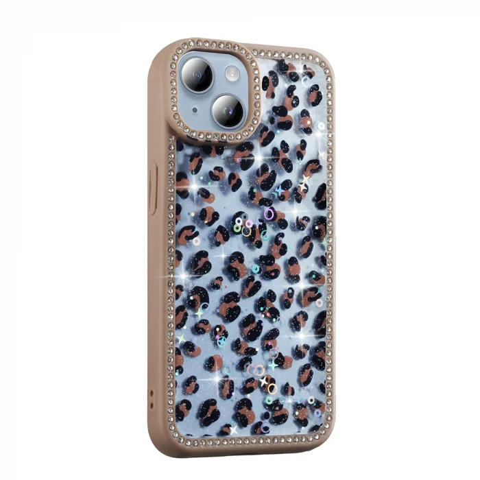 iPhone 14 Kılıf Taşlı ve Simli Tasarım Azra Kapak