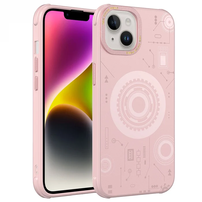 iPhone 14 Kılıf Wireless Şarj Özellikli Desenli Hot Kapak