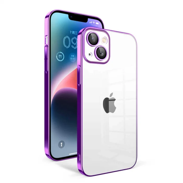 iPhone 14 Plus Kılıf Kamera Korumalı Renkli Çerçeveli  Garaj Kapak