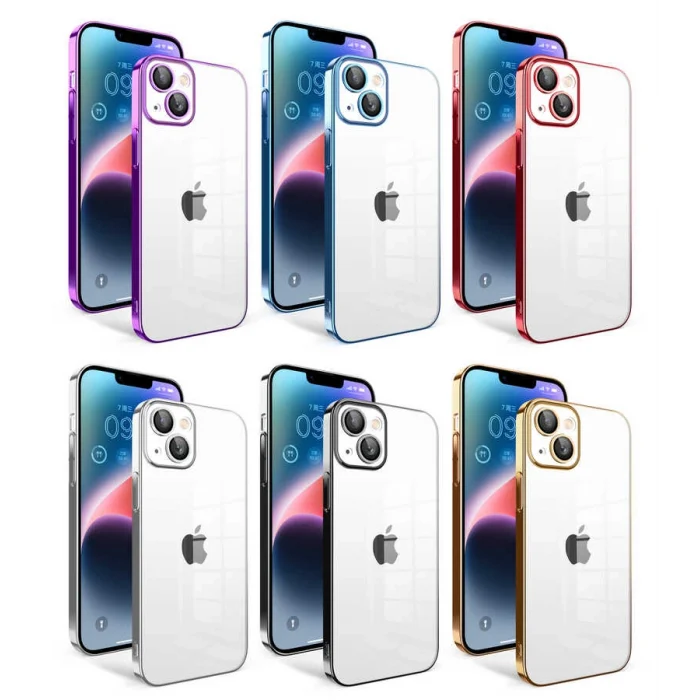 iPhone 14 Plus Kılıf Kamera Korumalı Renkli Çerçeveli  Garaj Kapak