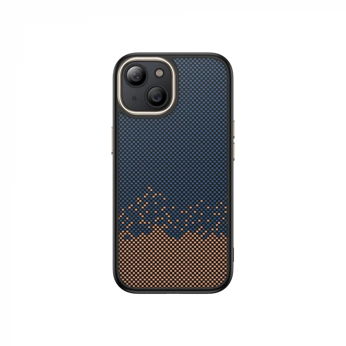 iPhone 14 Plus Kılıf M-safe Şarj Özellikli Karbon Fiber Görünümlü Antina Kapak