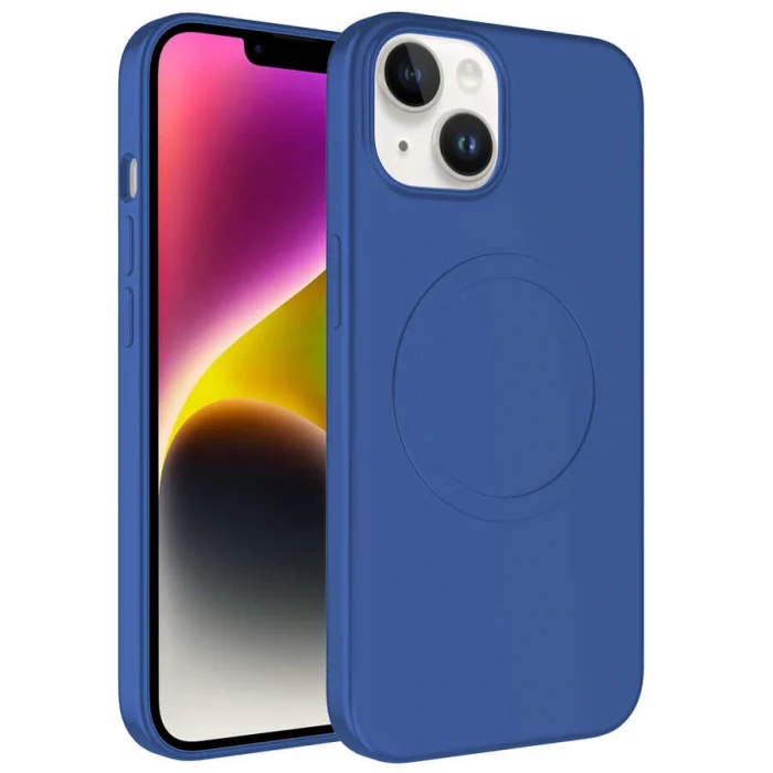 iPhone 14 Plus Kılıf M-safe Wireless Şarj Özellikli Pastel Renk Silikon Plas Kapak