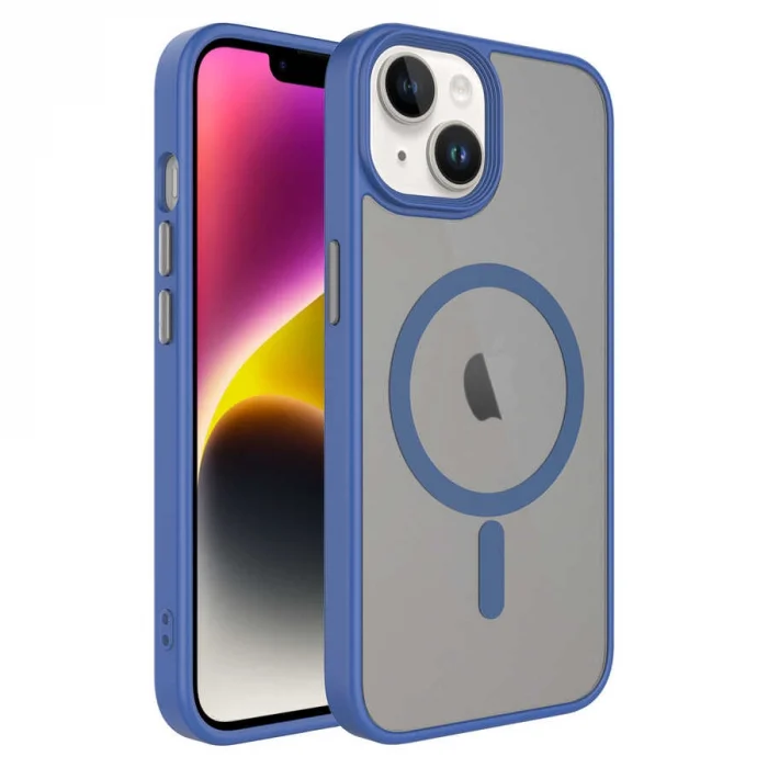 iPhone 14 Plus Kılıf Mat Arka Yüzey Wireless Şarj Özellikli  Flet M-safe Kapak