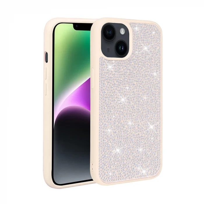 iPhone 14 Plus Kılıf Parlak Taşlı Tasarım Ston Kapak