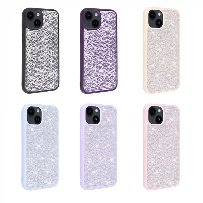 iPhone 14 Plus Kılıf Parlak Taşlı Tasarım Ston Kapak