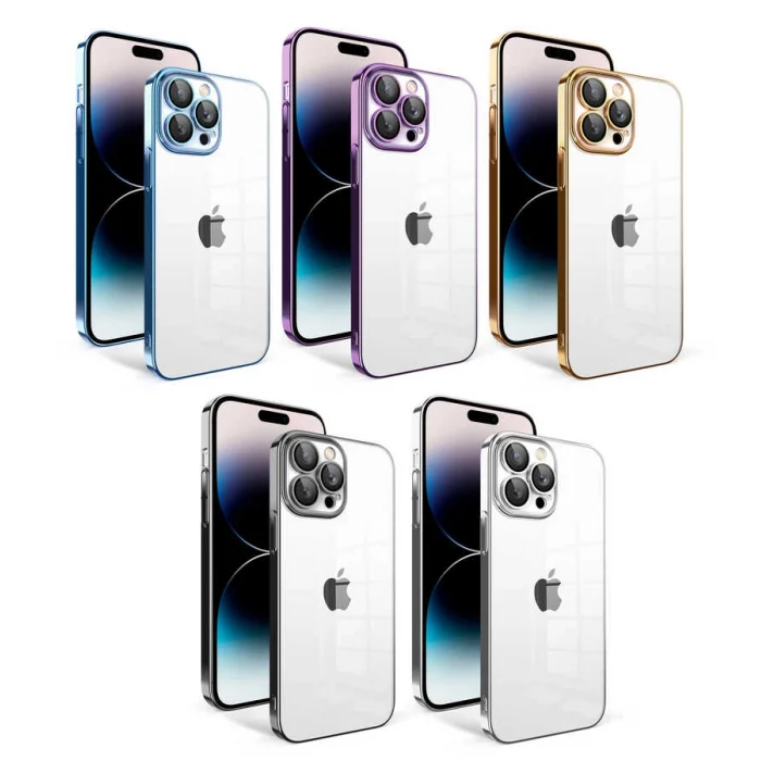 iPhone 14 Pro Kılıf Kamera Korumalı Renkli Çerçeveli  Garaj Kapak