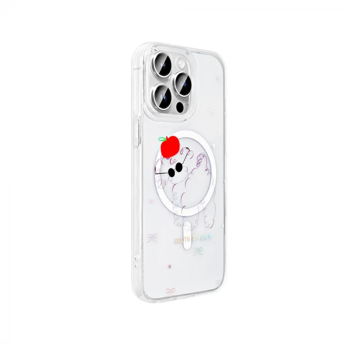 iPhone 14 Pro Kılıf M-Safe Şarj Özellikli Şeffaf Folk Sert Kapak