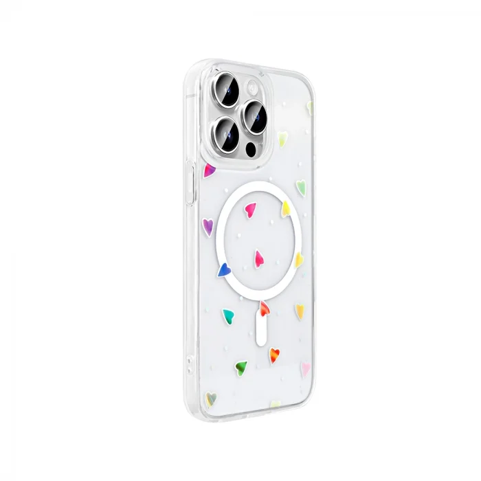 iPhone 14 Pro Kılıf M-Safe Şarj Özellikli Şeffaf Folk Sert Kapak