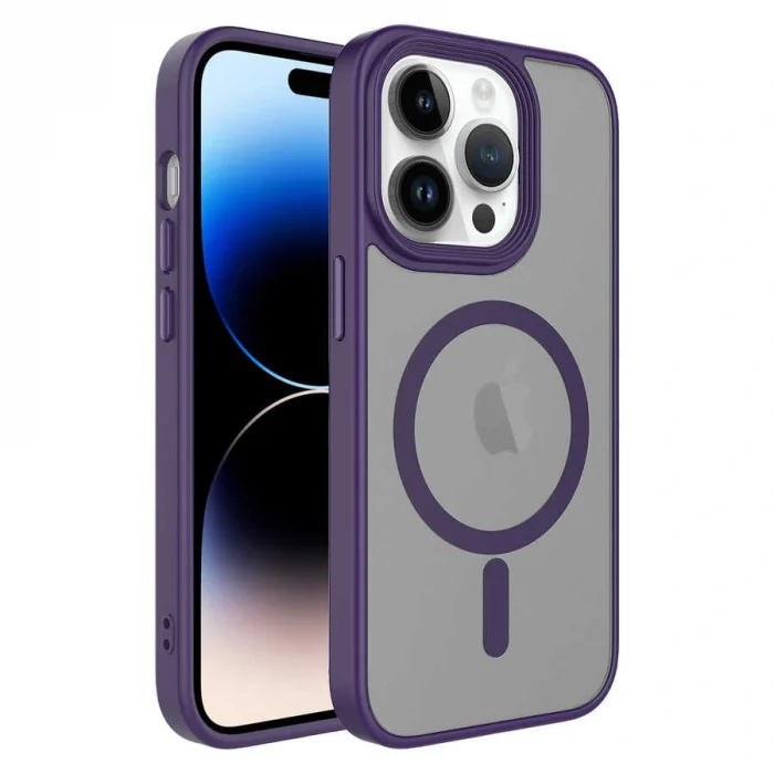 iPhone 14 Pro Kılıf Mat Arka Yüzey Wireless Şarj Özellikli Flet M-safe Kapak