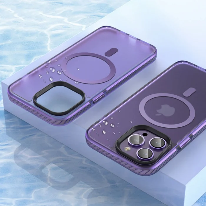 iPhone 14 Pro Kılıf Mat Arka Yüzey Wireless Şarj Özellikli Locik Kapak