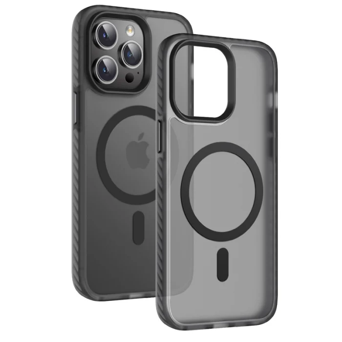 iPhone 14 Pro Kılıf Mat Arka Yüzey Wireless Şarj Özellikli Locik Kapak