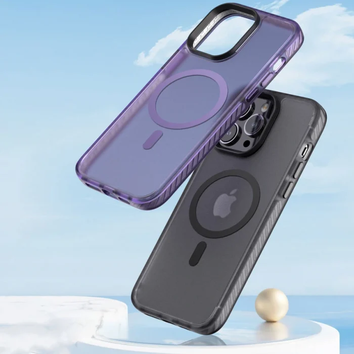 iPhone 14 Pro Kılıf Mat Arka Yüzey Wireless Şarj Özellikli Locik Kapak