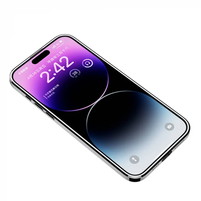 iPhone 14 Pro Kılıf Ultra İnce Kamera Korumalı PC + Deri Arka Yüzey X-Pro Kapak