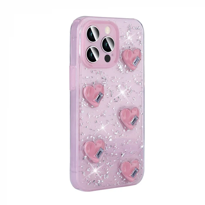 iPhone 14 Pro Max Kılıf Airbagli Simli Arka Yüzey Işıltı Silikon Kapak