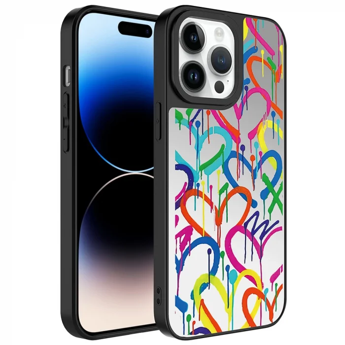 iPhone 14 Pro Max Kılıf Aynalı Desenli Kamera Korumalı Parlak Mirror Kapak