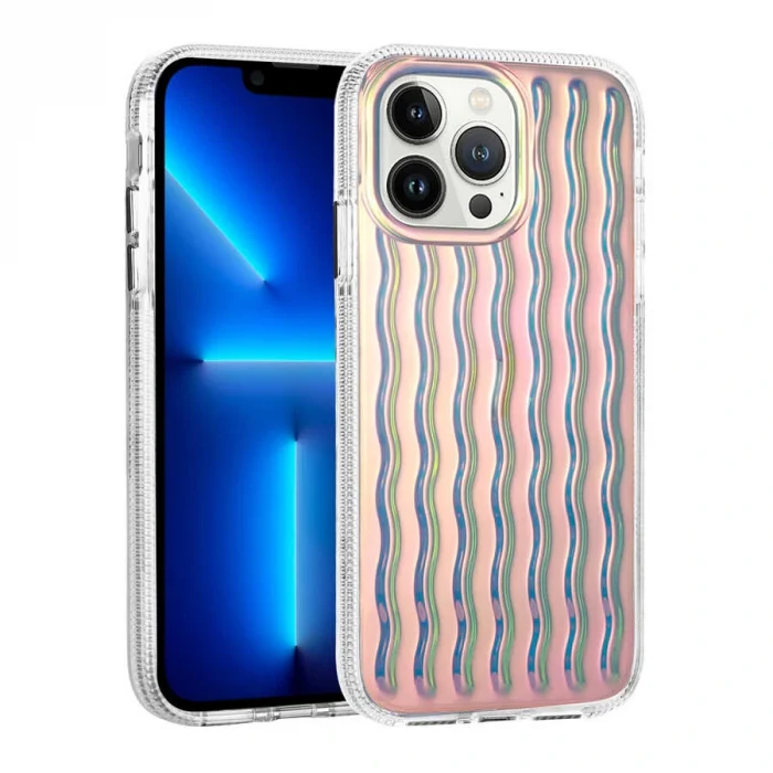 iPhone 14 Pro Max Kılıf Kabartmalı Dalga Tasarımlı Silikon İsmira Kapak