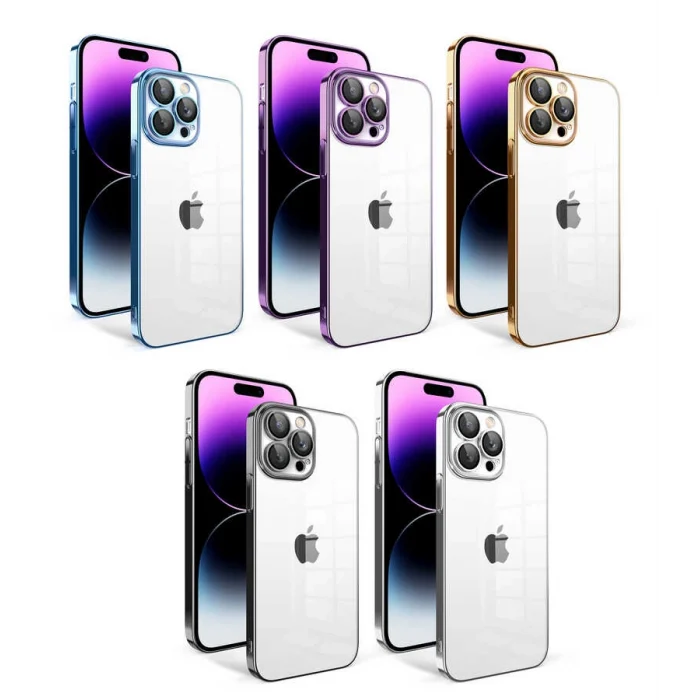 iPhone 14 Pro Max Kılıf Kamera Korumalı Renkli Çerçeveli  Garaj Kapak