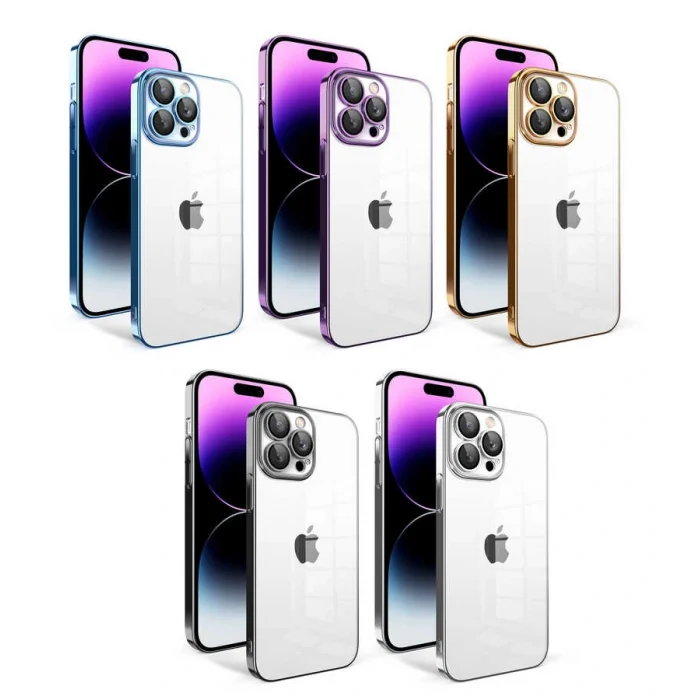 iPhone 14 Pro Max Kılıf Kamera Korumalı Renkli Çerçeveli Garaj Kapak