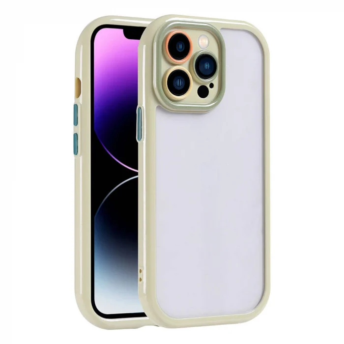 iPhone 14 Pro Max Kılıf Kamera Korumalı Renkli Kenar ve Çerçeve Tasarımlı Vitamin Kapak