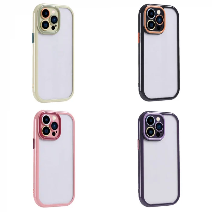 iPhone 14 Pro Max Kılıf Kamera Korumalı Renkli Kenar ve Çerçeve Tasarımlı Vitamin Kapak