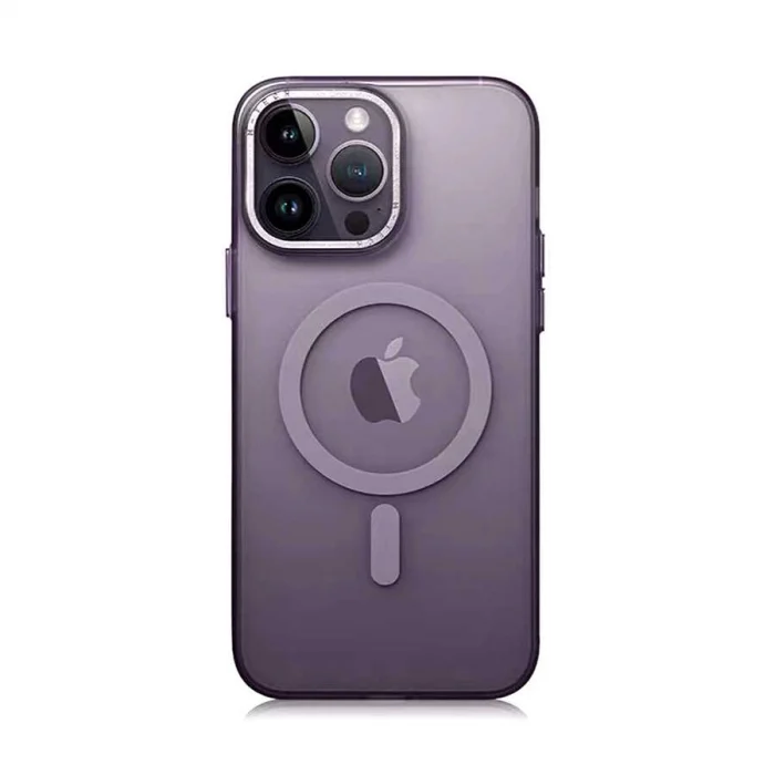 iPhone 14 Pro Max Kılıf M-safe Şarj Özellikli Buzlu Sert PC  Tuval Kapak