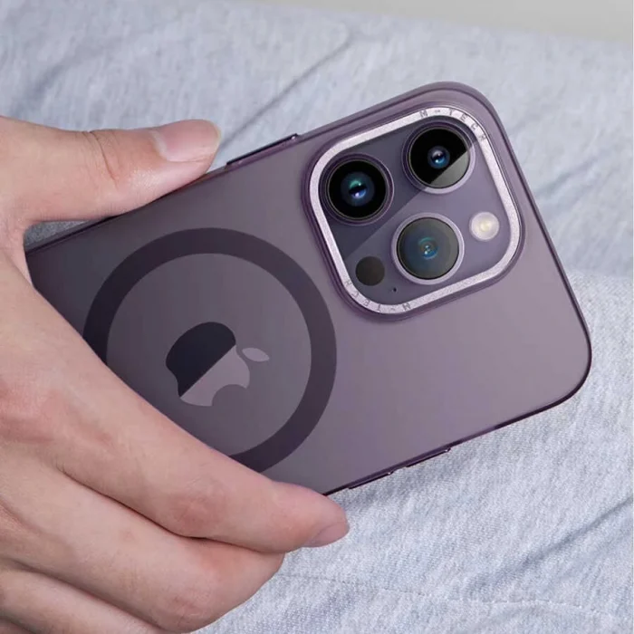 iPhone 14 Pro Max Kılıf M-safe Şarj Özellikli Buzlu Sert PC Tuval Kapak