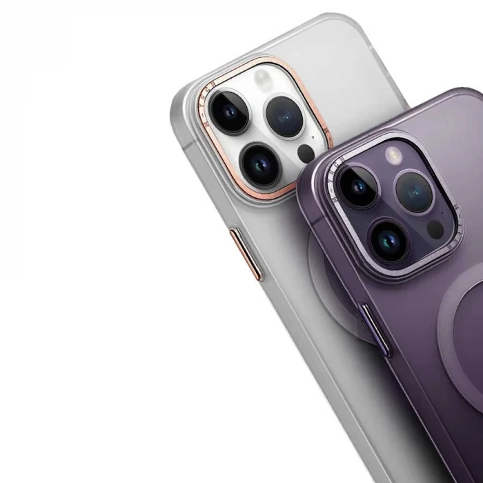 iPhone 14 Pro Max Kılıf M-safe Şarj Özellikli Buzlu Sert PC  Tuval Kapak