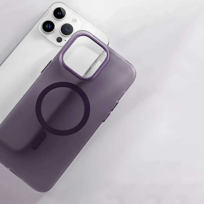 iPhone 14 Pro Max Kılıf M-safe Şarj Özellikli Buzlu Sert PC Tuval Kapak