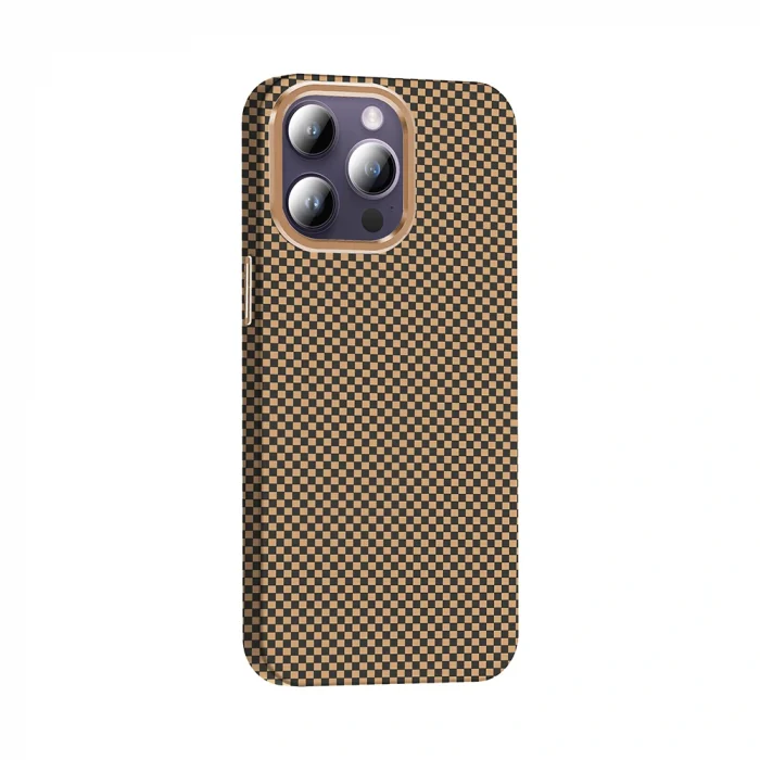 iPhone 14 Pro Max Kılıf M-safe Şarj Özellikli Karbon Fiber Görünümlü Gros Kapak