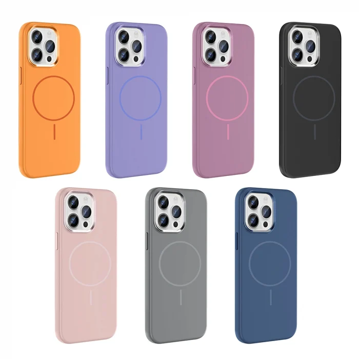 iPhone 14 Pro Max Kılıf M-Safe Şarj Özellikli Metal Kamera Çerçeveli Edi Silikon Kapak