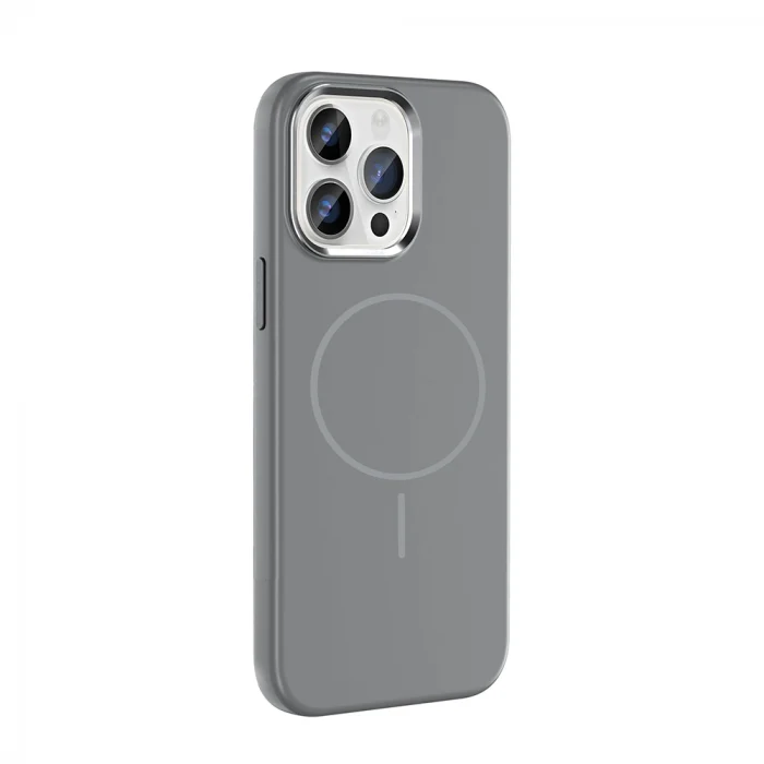 iPhone 14 Pro Max Kılıf M-Safe Şarj Özellikli Metal Kamera Çerçeveli Edi Silikon Kapak
