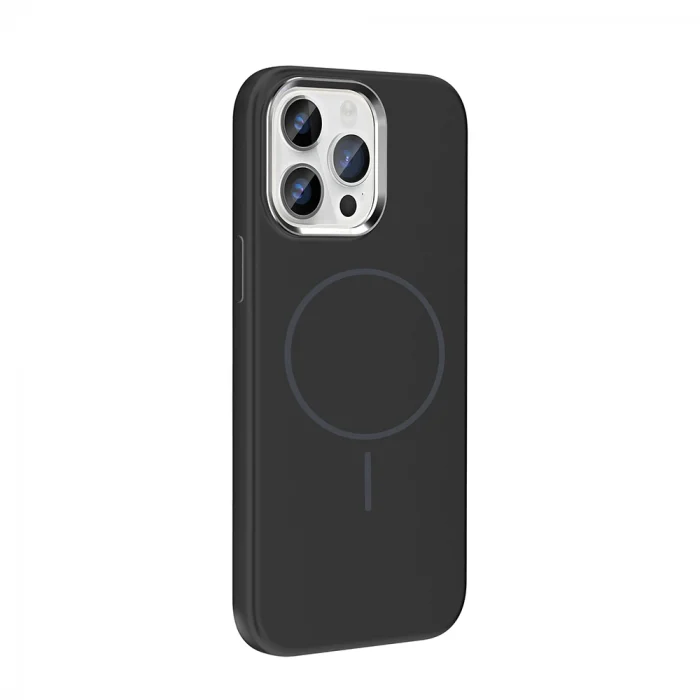 iPhone 14 Pro Max Kılıf M-Safe Şarj Özellikli Metal Kamera Çerçeveli Edi Silikon Kapak