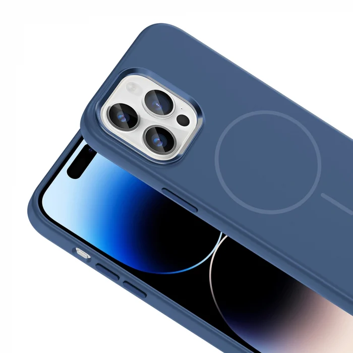 iPhone 14 Pro Max Kılıf M-Safe Şarj Özellikli Metal Kamera Çerçeveli Edi Silikon Kapak