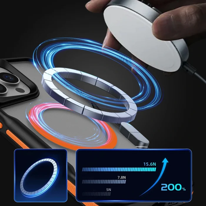 iPhone 14 Pro Max Kılıf M-safe Şarj Özellikli Renkli Kenar Airbag Şeritli Lamer Kapak