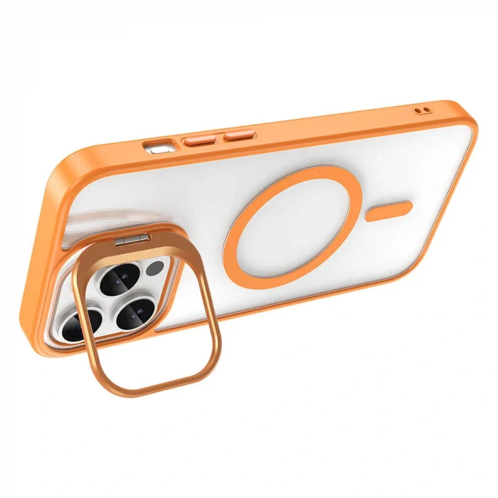 iPhone 14 Pro Max Kılıf M-safe Şarj Özellikli Standlı M-safe Klon Lensli Kapak