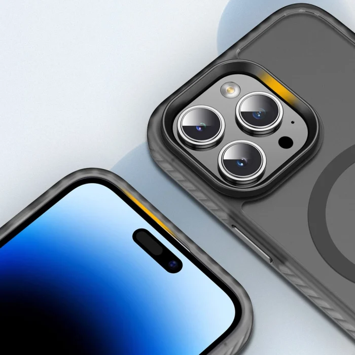 iPhone 14 Pro Max Kılıf Mat Arka Yüzey Wireless Şarj Özellikli Locik Kapak