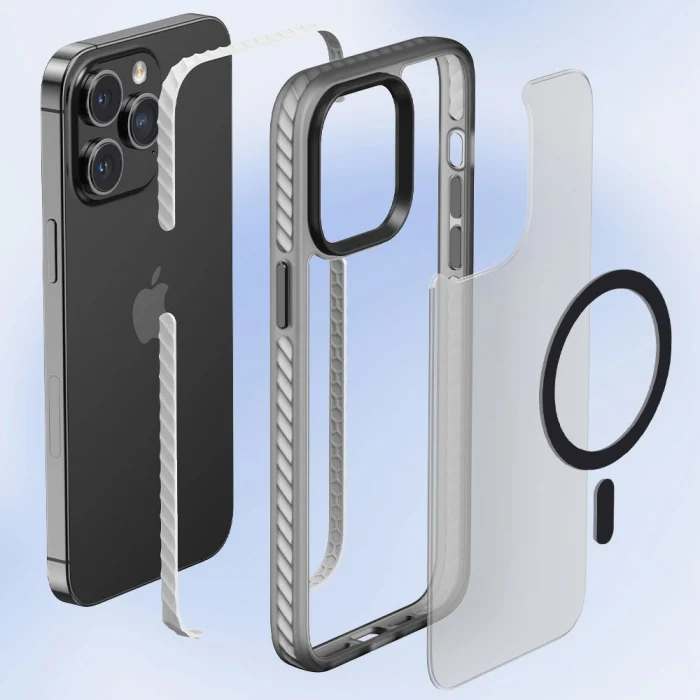 iPhone 14 Pro Max Kılıf Mat Arka Yüzey Wireless Şarj Özellikli Locik Kapak