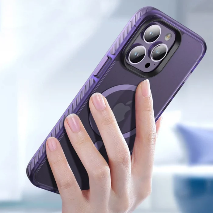 iPhone 14 Pro Max Kılıf Mat Arka Yüzey Wireless Şarj Özellikli Locik Kapak