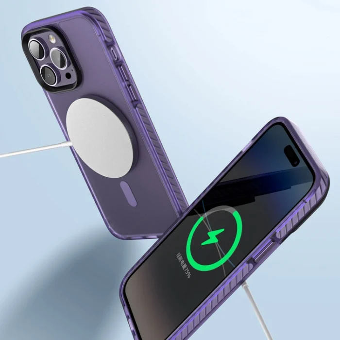 iPhone 14 Pro Max Kılıf Mat Arka Yüzey Wireless Şarj Özellikli Locik Kapak