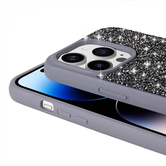 iPhone 14 Pro Max Kılıf Parlak Taşlı Tasarım Pırlanta Kapak
