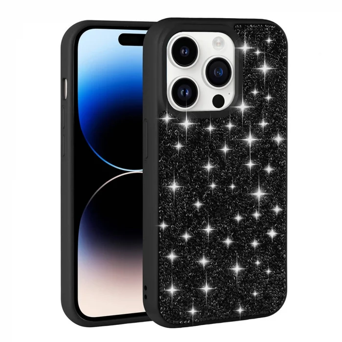 iPhone 14 Pro Max Kılıf Parlak Taşlı Tasarım Pırlanta Kapak
