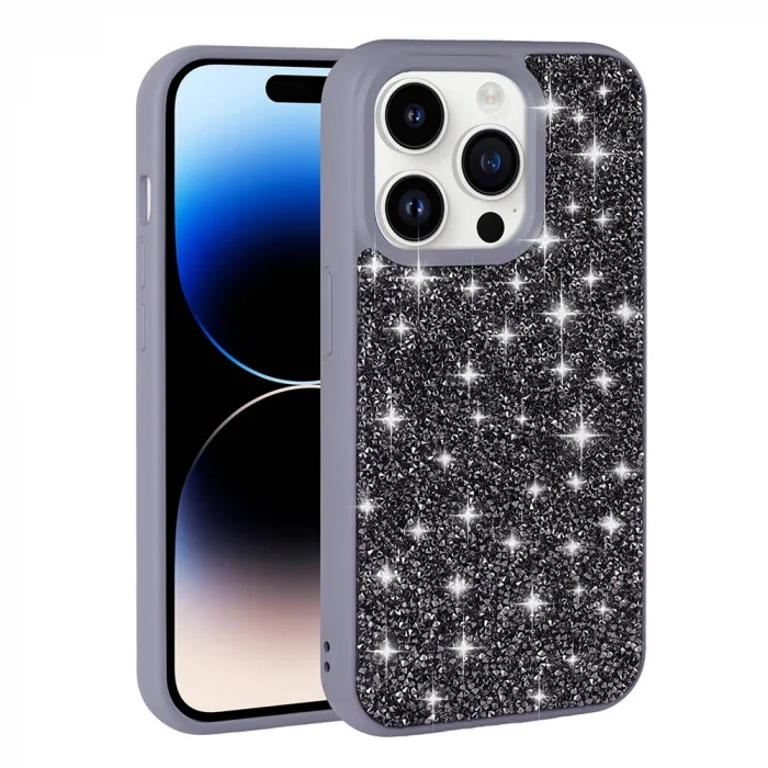 iPhone 14 Pro Max Kılıf Parlak Taşlı Tasarım Pırlanta Kapak