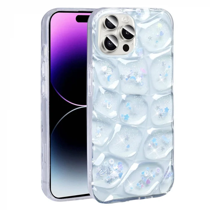 iPhone 14 Pro Max Kılıf Simli 3D Desenli Hacar Kapak