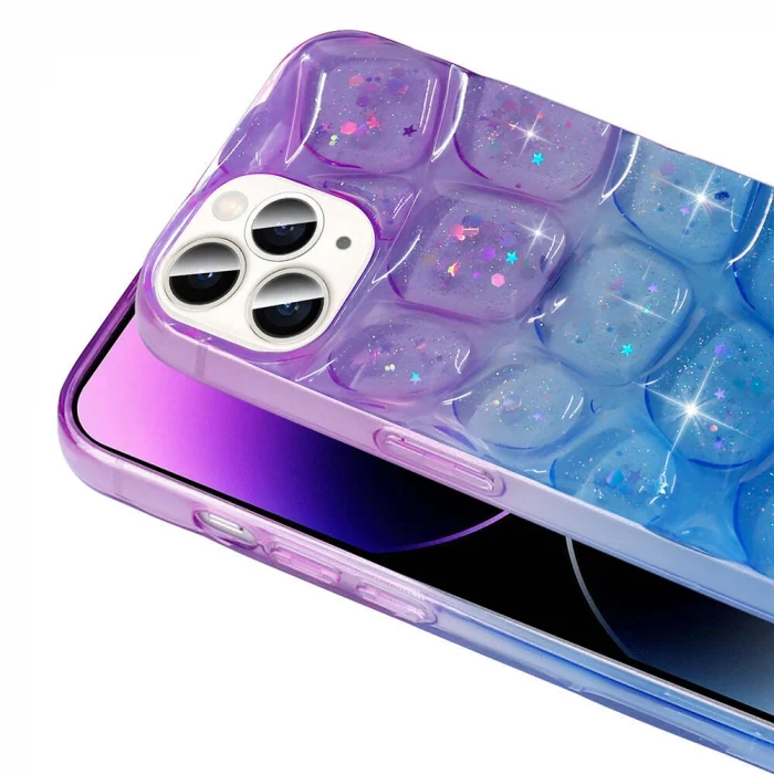iPhone 14 Pro Max Kılıf Simli 3D Desenli Hacar Kapak