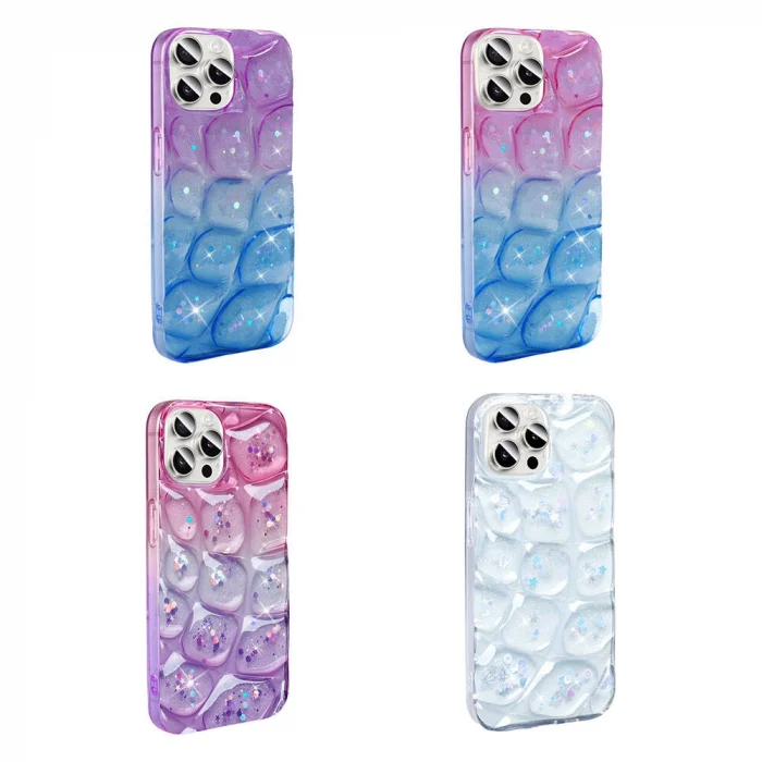 iPhone 14 Pro Max Kılıf Simli 3D Desenli Hacar Kapak