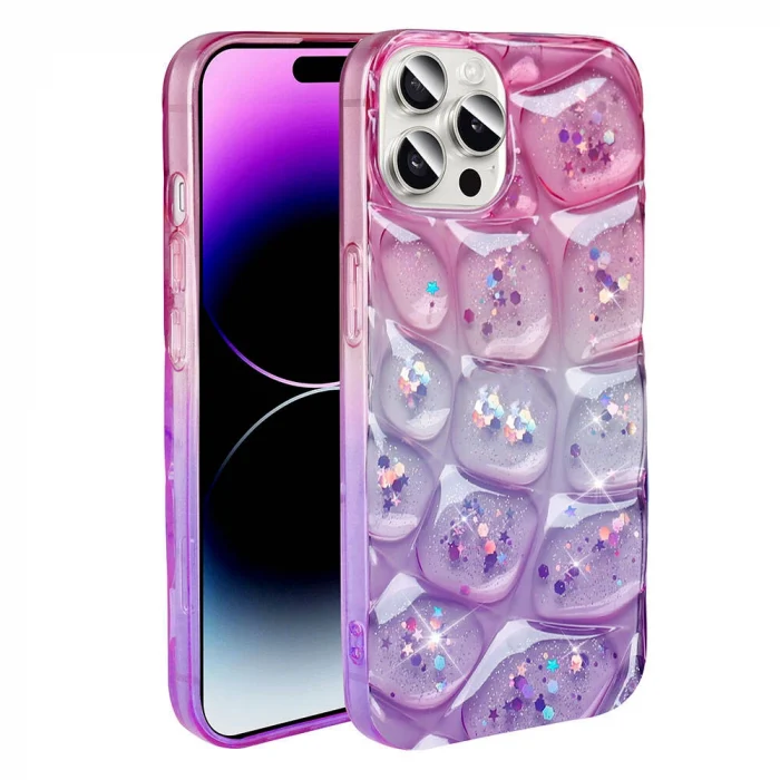 iPhone 14 Pro Max Kılıf Simli 3D Desenli Hacar Kapak