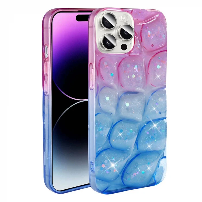 iPhone 14 Pro Max Kılıf Simli 3D Desenli Hacar Kapak