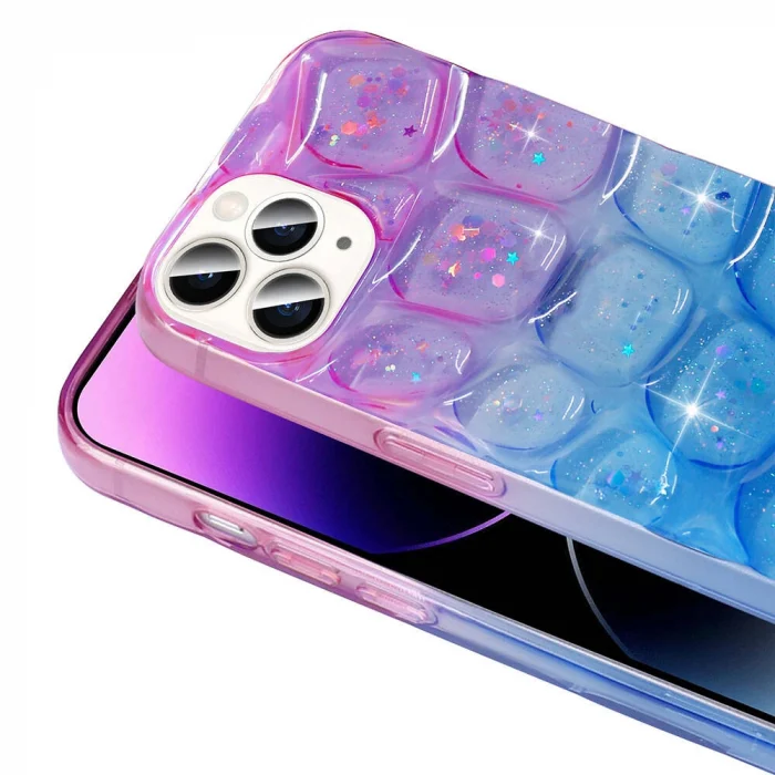 iPhone 14 Pro Max Kılıf Simli 3D Desenli Hacar Kapak