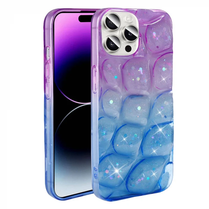 iPhone 14 Pro Max Kılıf Simli 3D Desenli Hacar Kapak