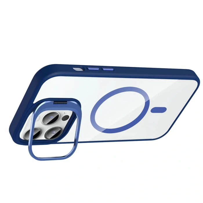 iPhone 14 Pro Max Kılıf Standlı ve Kamera Lens Hediyeli M-Safe Şarj Özellikli Etro Kapak